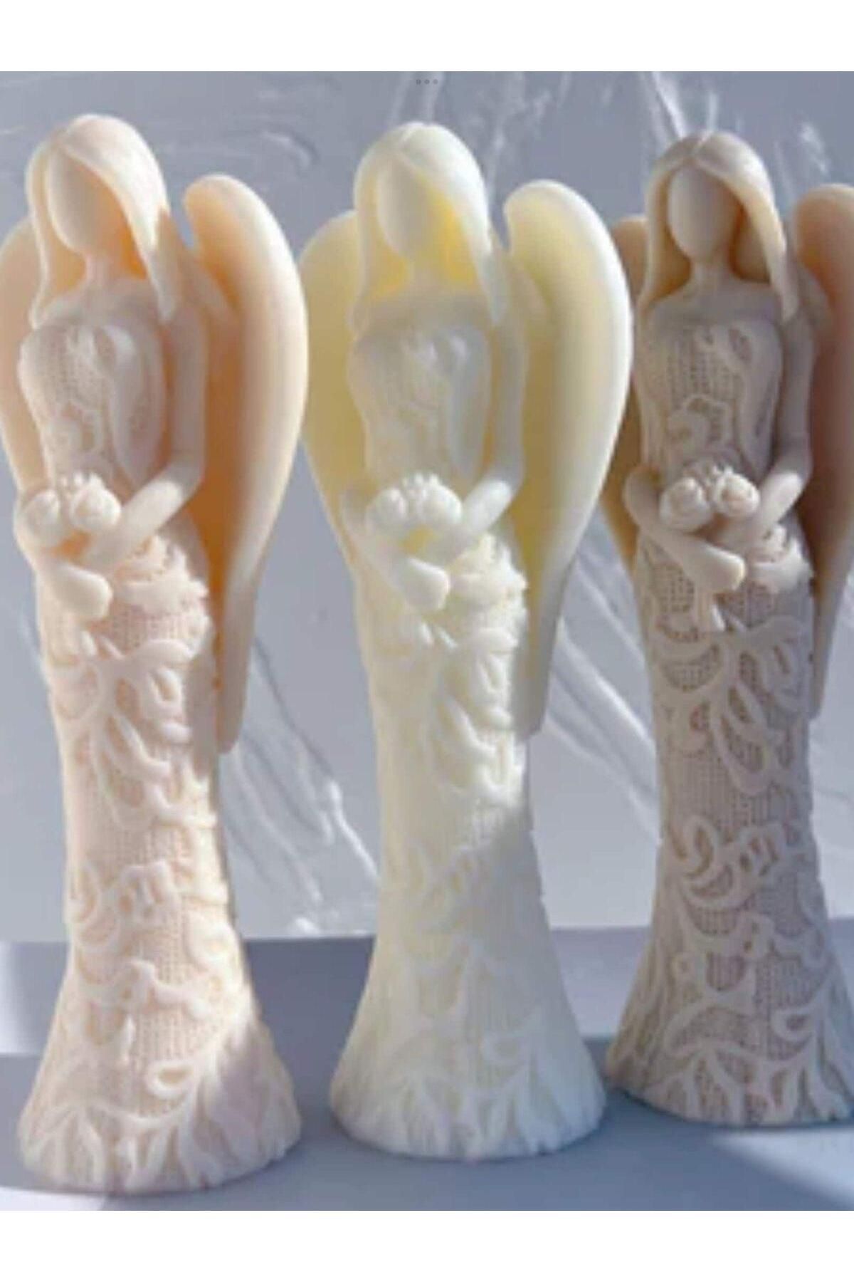 Dekoratif Melek Mum Tekli 15x4 cm Koyu Krem – görsel 2
