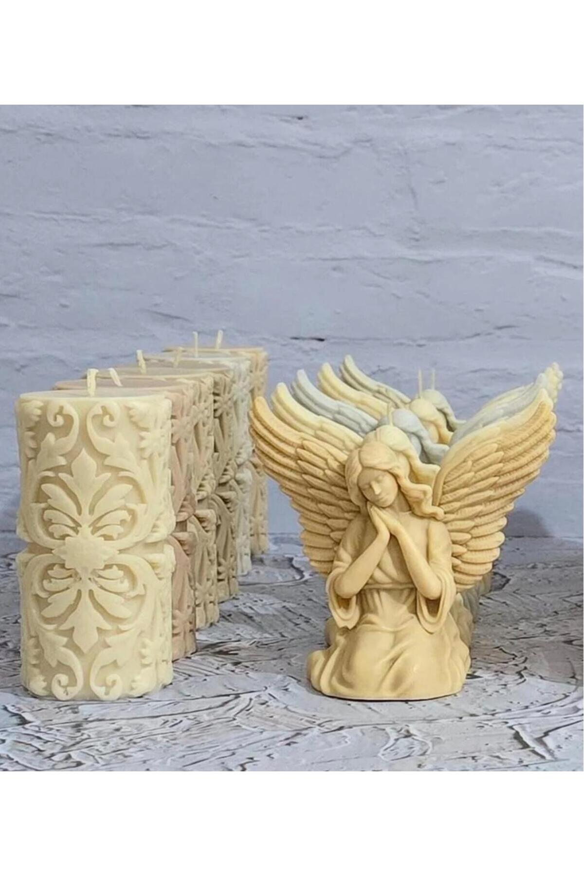 Dekoratif Mum Anne Kanatlı Melek Sütlü Kahve 11x14 cm – görsel 2
