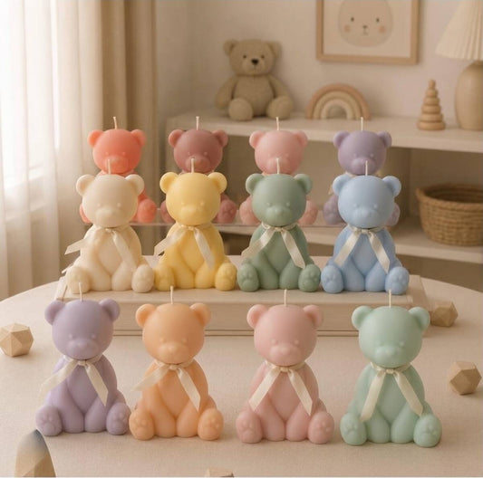 Dekoratif Mum Ayı Desenli Sevgililer Günü Aşk Sevgi Hediye Pastel Turuncu