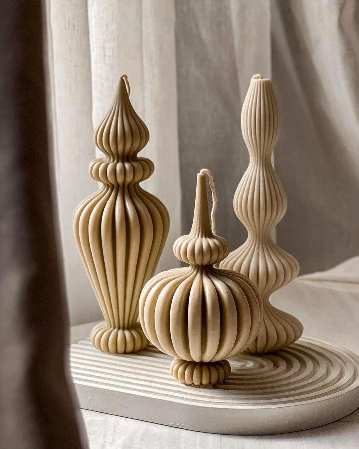 Dekoratif Mum Büyük Vazo Marakeş Sütlü Kahve 25x10 cm