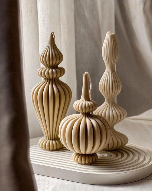 Dekoratif Mum Büyük Vazo Marakeş Sütlü Kahve 25x10 cm