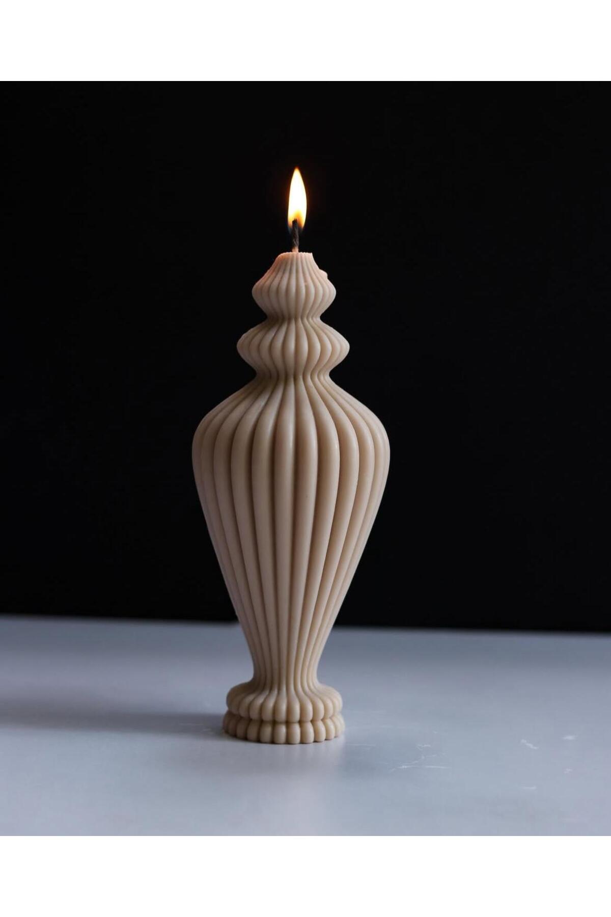 Dekoratif Mum Büyük Vazo Marakeş Sütlü Kahve 25x10 cm – görsel 3