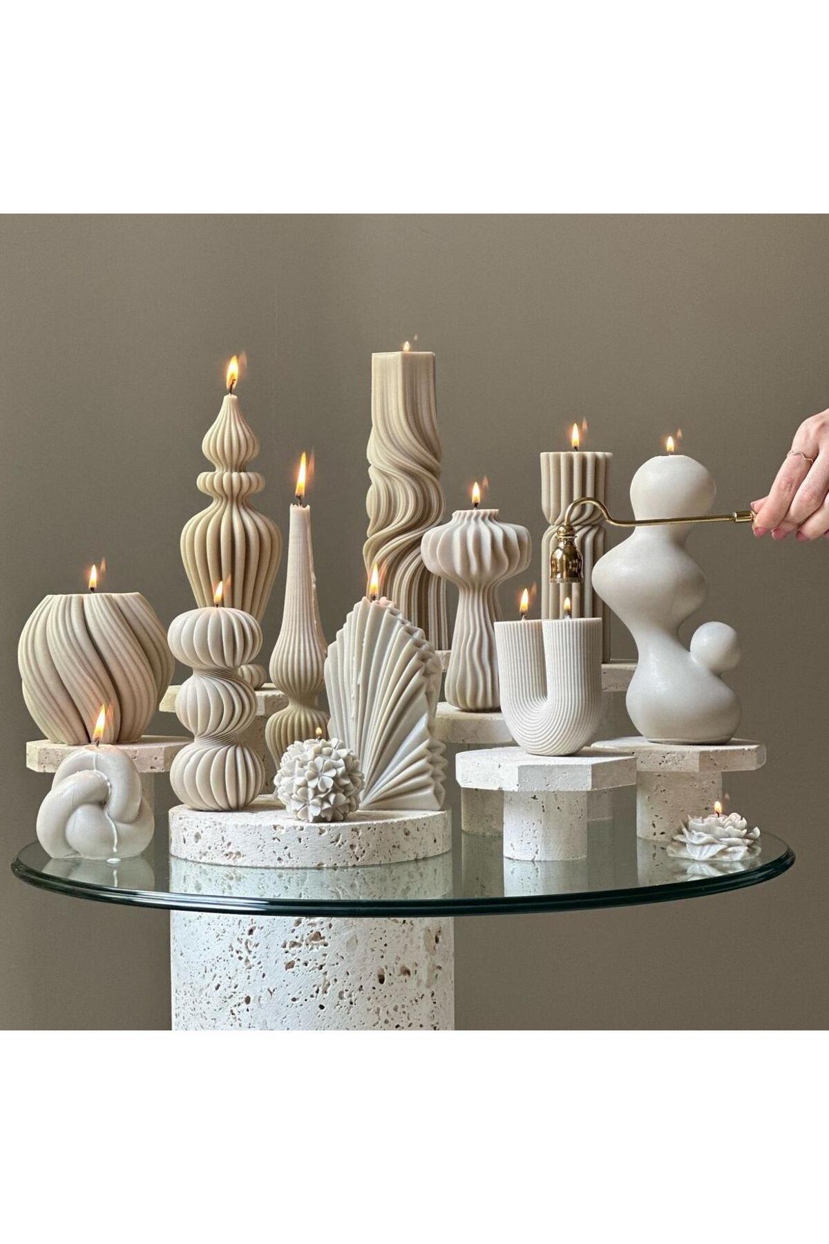 Dekoratif Mum Büyük Vazo Marakeş Sütlü Kahve 25x10 cm – görsel 6