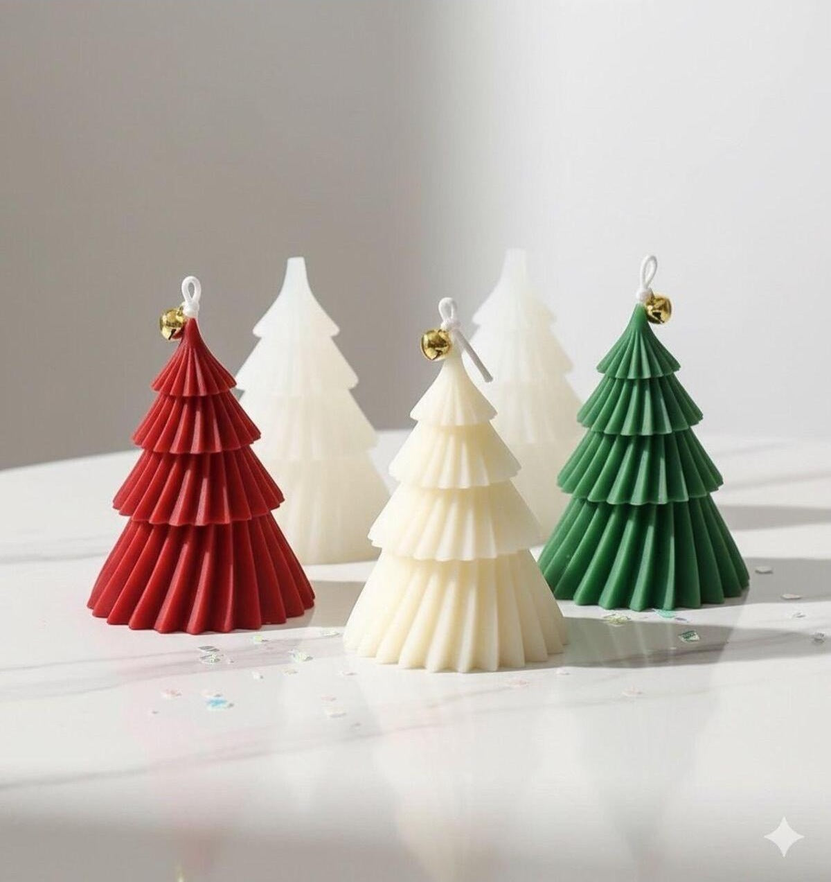 Dekoratif Mum Çam Ağacı Yılbaşı Kırmızı Kırmızı