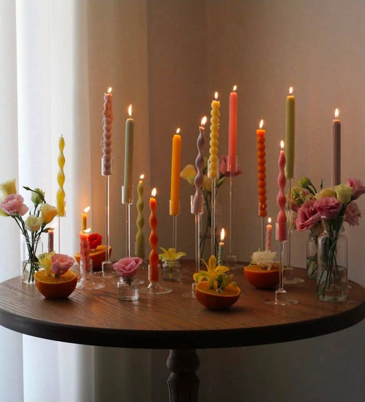 Dekoratif Mum Çeşitli Şamdan Mumları Farklı ve Canlı Renklerde 13 Parça