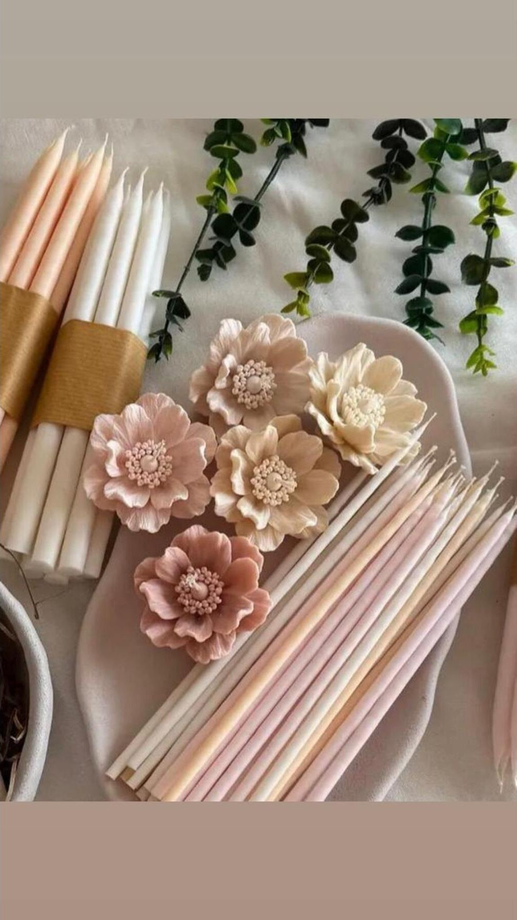 Dekoratif Mum Çiçek 3'lü Pembe