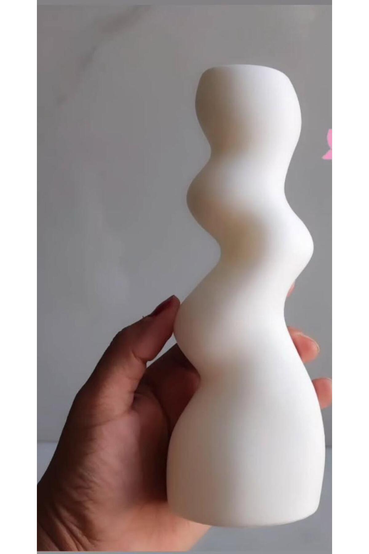 Dekoratif Mum Eğlimli Set 3'lü Kırık Beyaz – görsel 3