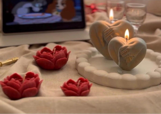 Dekoratif Mum El Love Aşk ve Çiçek 2'li Set
