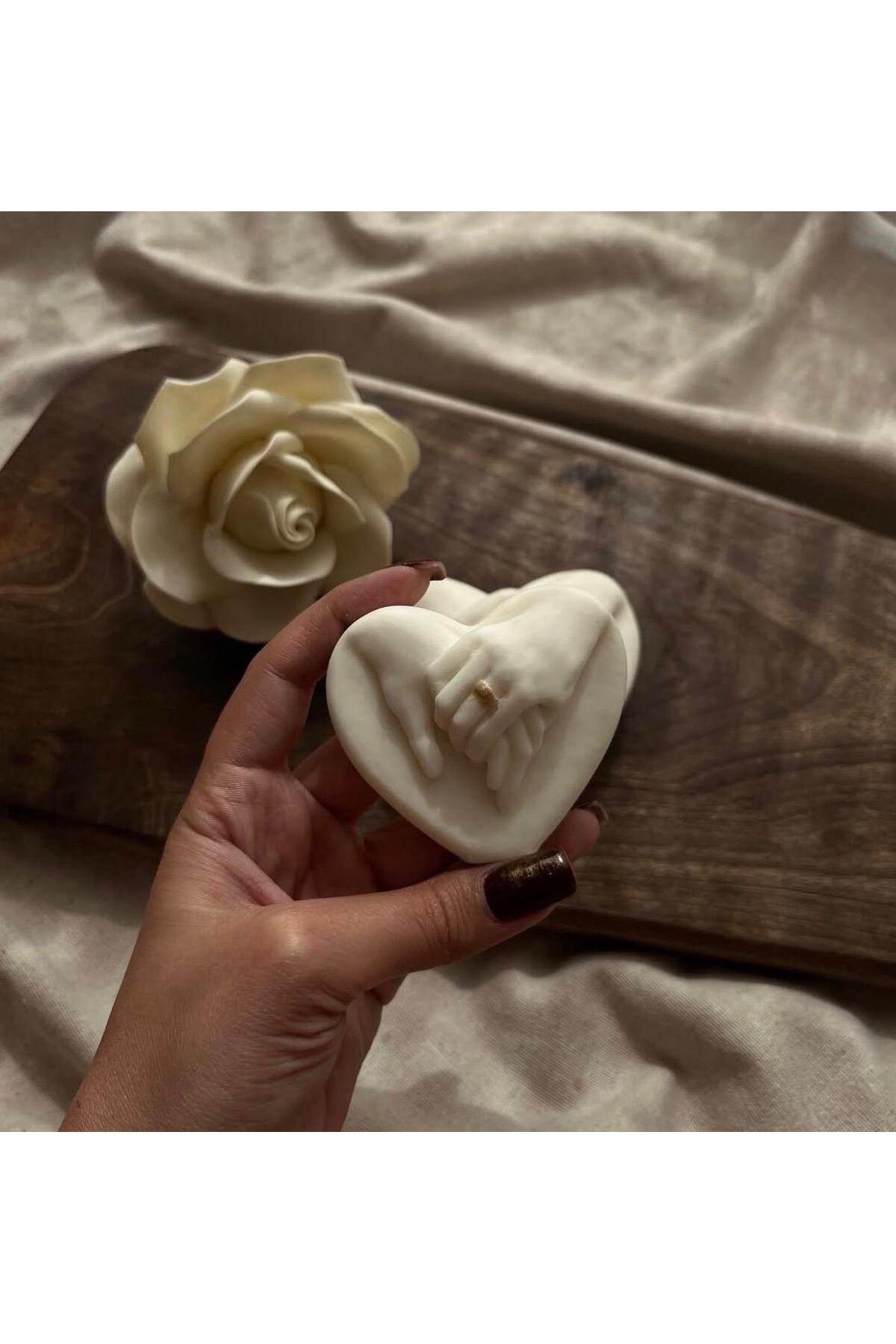 Dekoratif Mum El Love Aşk ve Çiçek 2'li Set – görsel 2