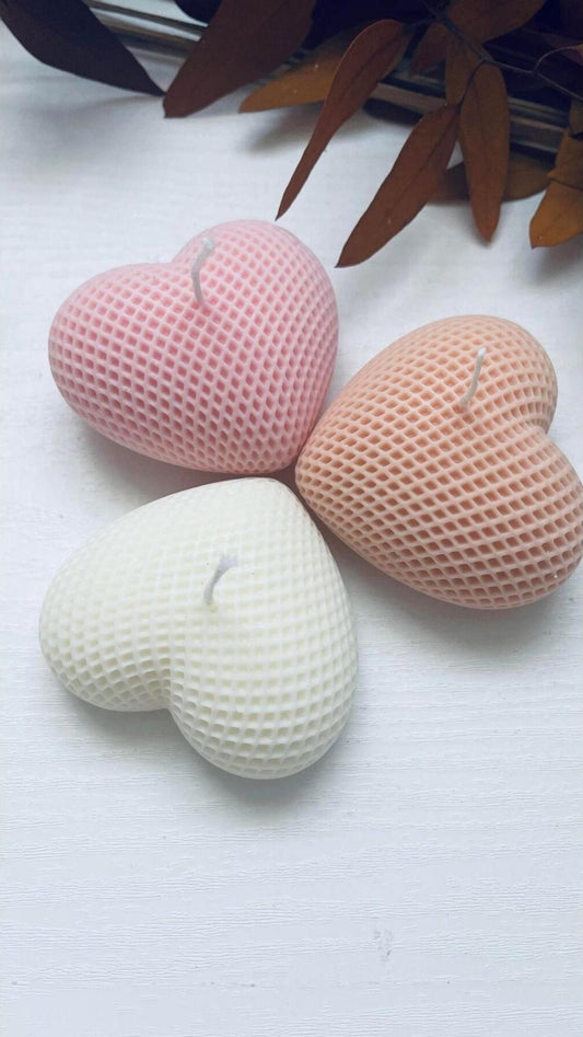 Dekoratif Mum Kalp Pembe Tekli Mum