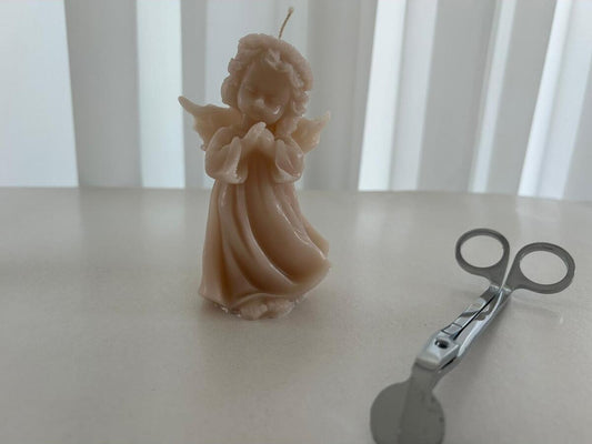 Dekoratif Mum Kanatlı Melek Lüks Mum Sütlü Kahve Melek Tekli 12x9