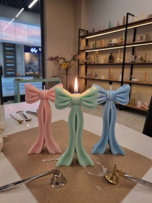 Dekoratif Mum Kurdele Pastel Yeşil Twkli