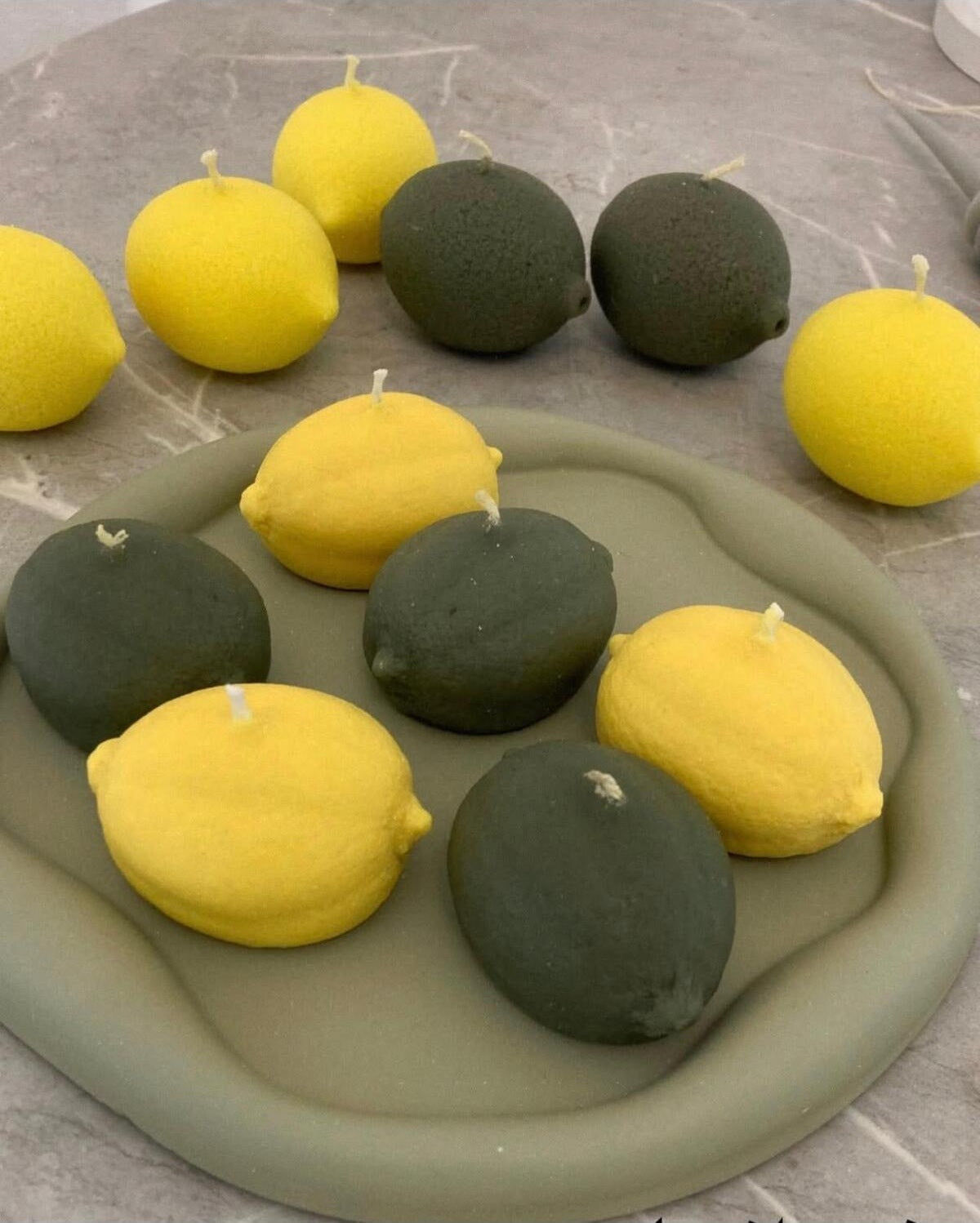 Dekoratif Mum Limon Mum 3'lü Sarı