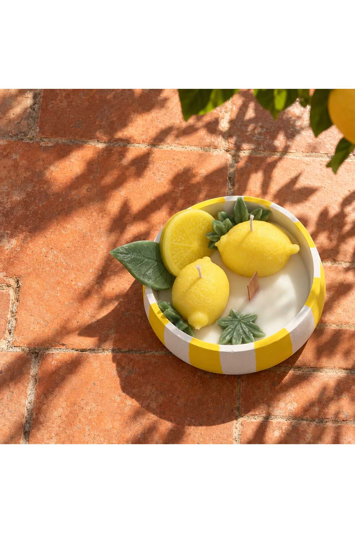 Dekoratif Mum Limon Temalı Mum Kasesi – görsel 4