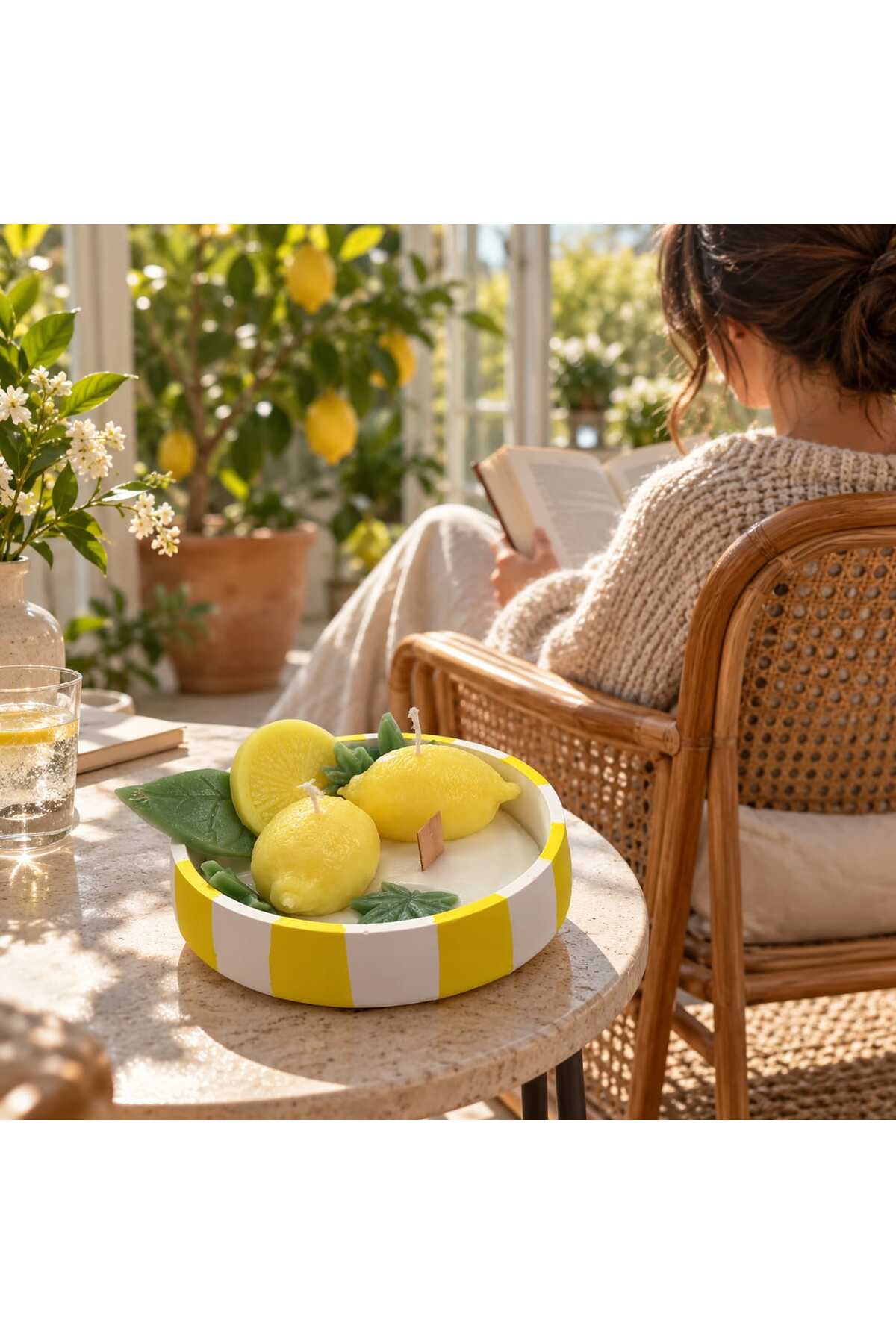 Dekoratif Mum Limon Temalı Mum Kasesi – görsel 5