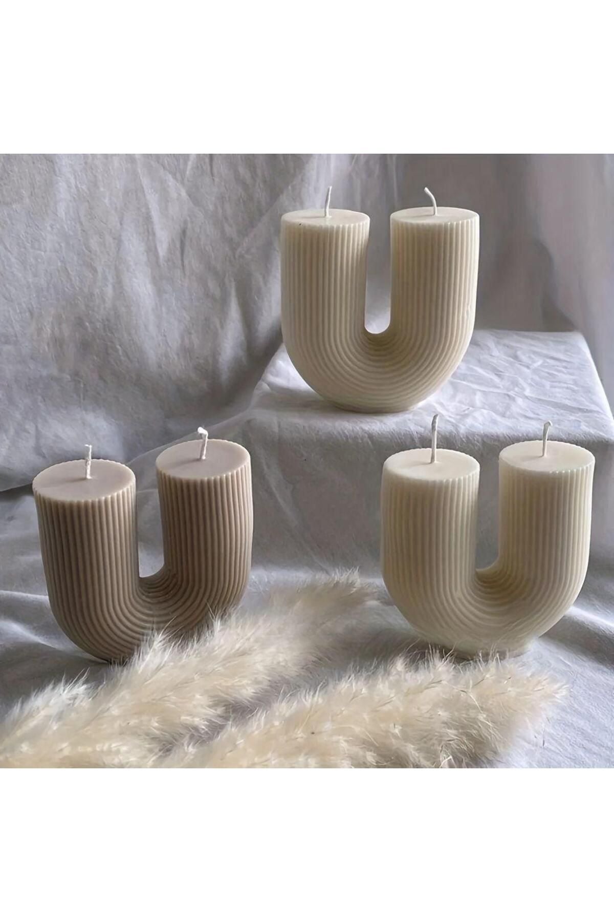 Dekoratif Mum Lüks U Koyu Kahve 12x11 cm – görsel 2