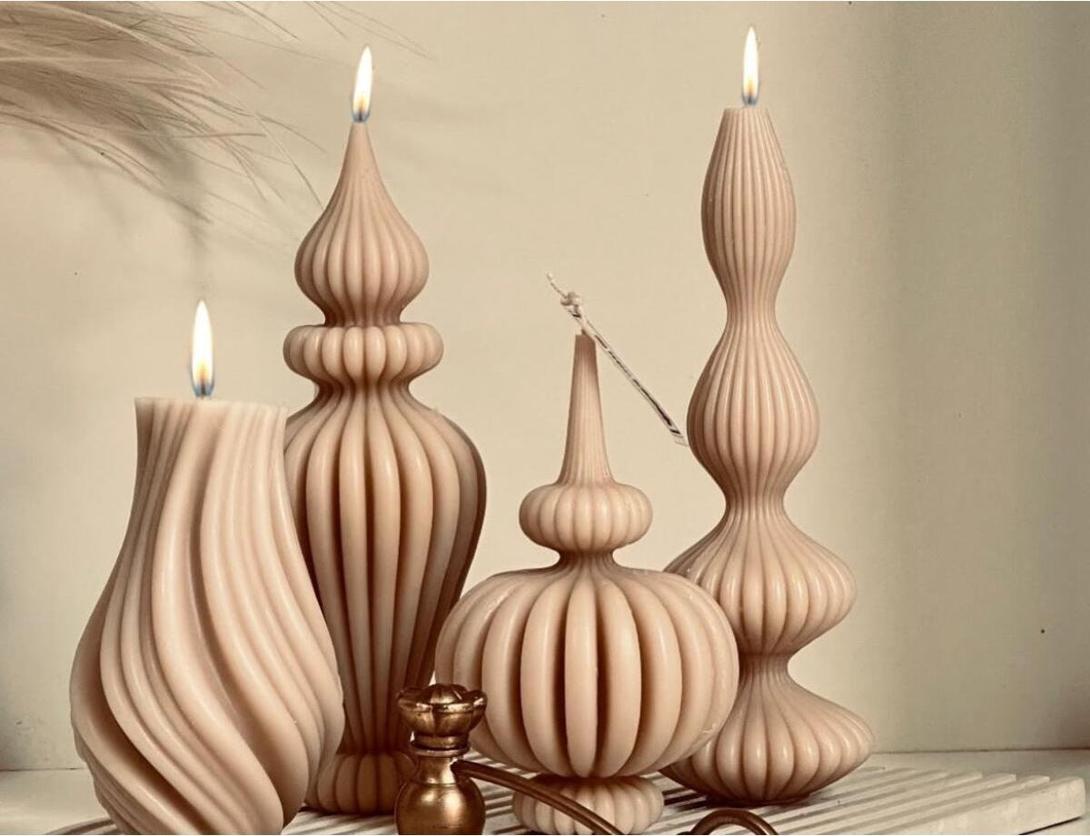 Dekoratif Mum Marakeş Set + Vazo Mum Toplam 4 Parça