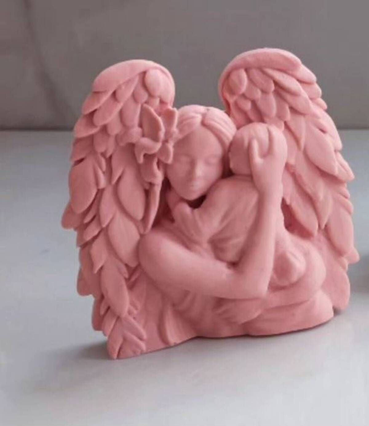 Dekoratif Mum Melek Anne Çocuk Mum Pembe 12x11
