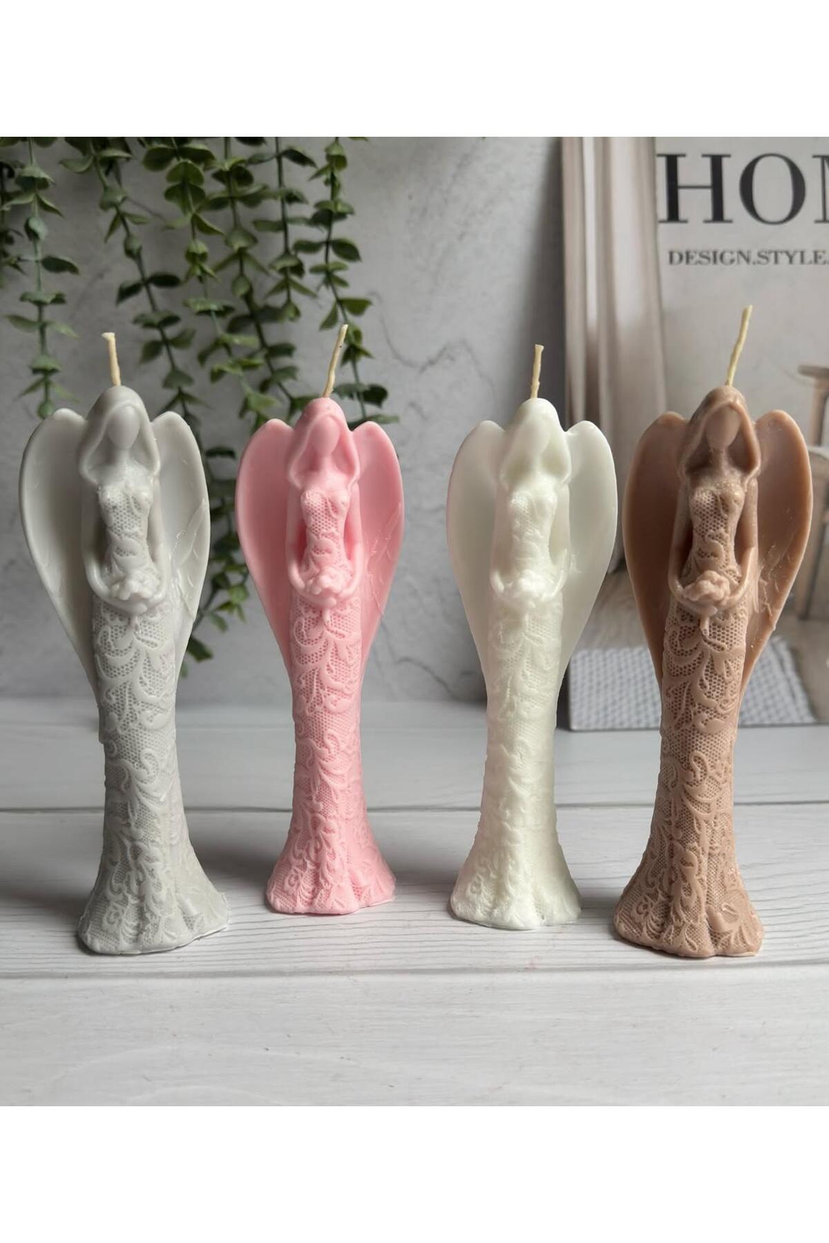 Dekoratif Mum Melek Desenli 4'lü Set – görsel 2