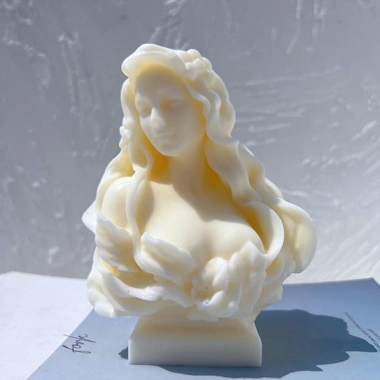 Dekoratif Mum Melek Kadın Kırık Beyaz 12,50x10 cm