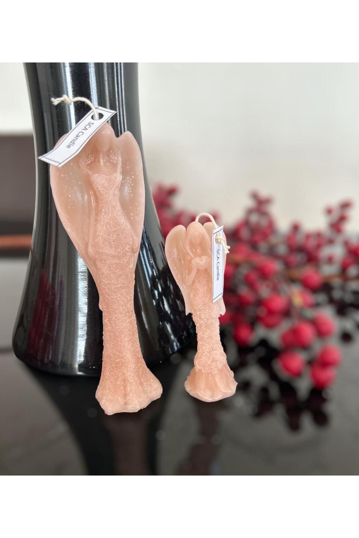 Dekoratif Mum Melek Sütlü Kahve 10x3,5 cm – görsel 2