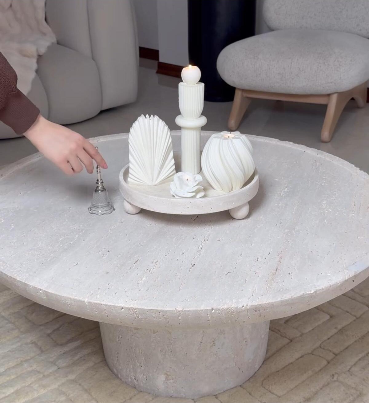 Dekoratif Mum Palm ve Tekli Top ve Dalga ve Gül