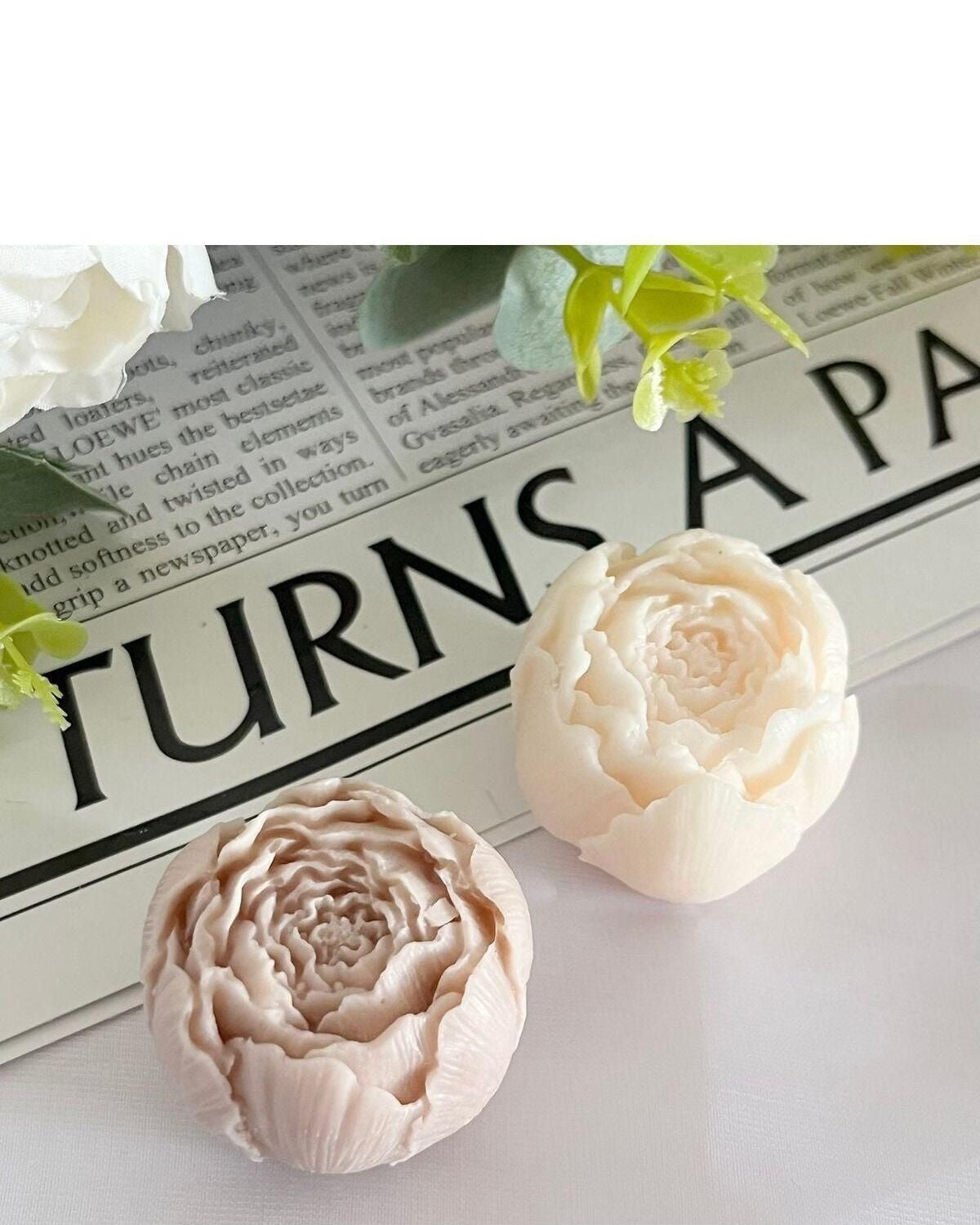 Dekoratif Mum Piyon Gül Çiçek 3'lü Kırık Beyaz 3x3 cm