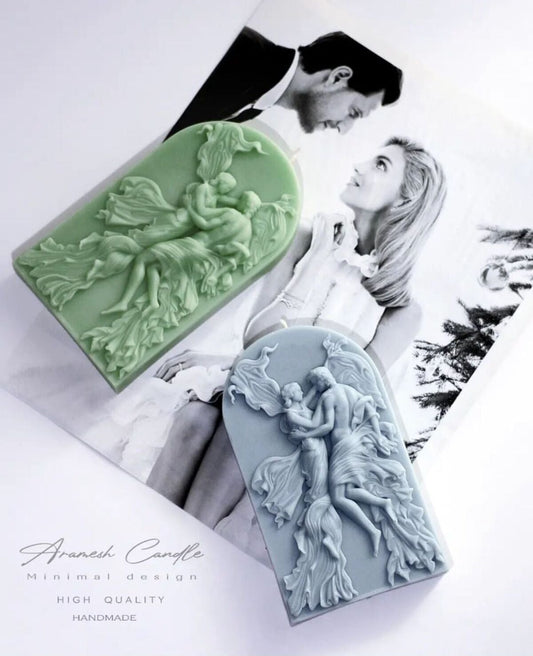 Dekoratif Mum Romeo &juliet Adem Havva Mavi 15x8 cm