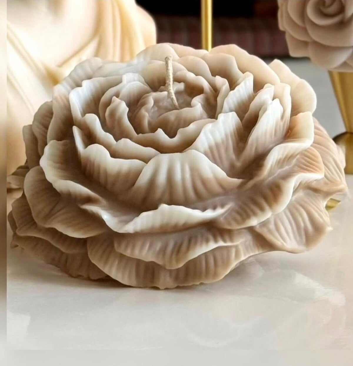 Dekoratif Mum Şakayık Çiçek Gül 10 cm