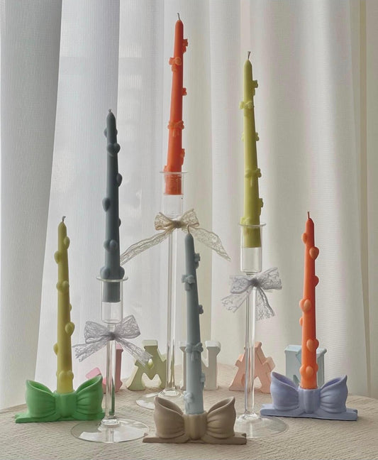 Dekoratif Mum Şamdan Mumu Kurde ve Kalp Değişik Renler ve Desenler 6'lı Set