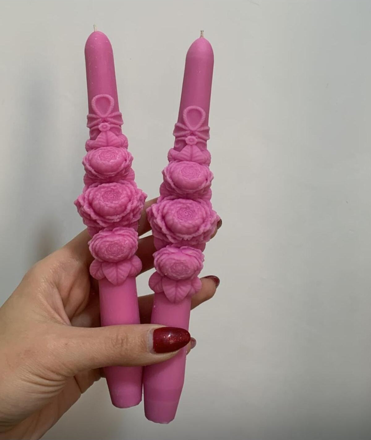 Dekoratif Mum Şamdanlık Mum Gül 2'li