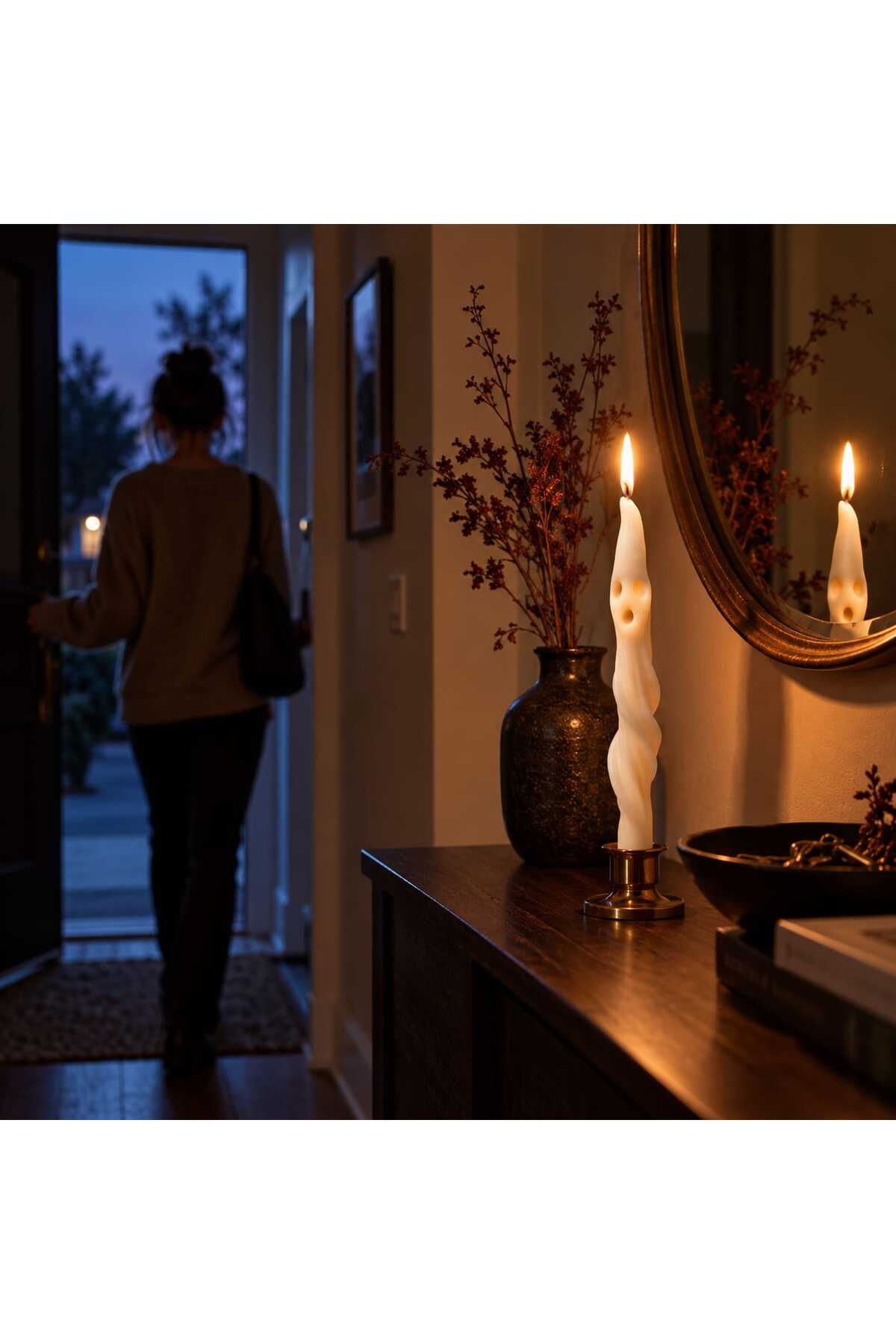 Dekoratif Mum Şamdanlık Mum Halloween Desenli 2 Parça Halowin Hellowin – görsel 4