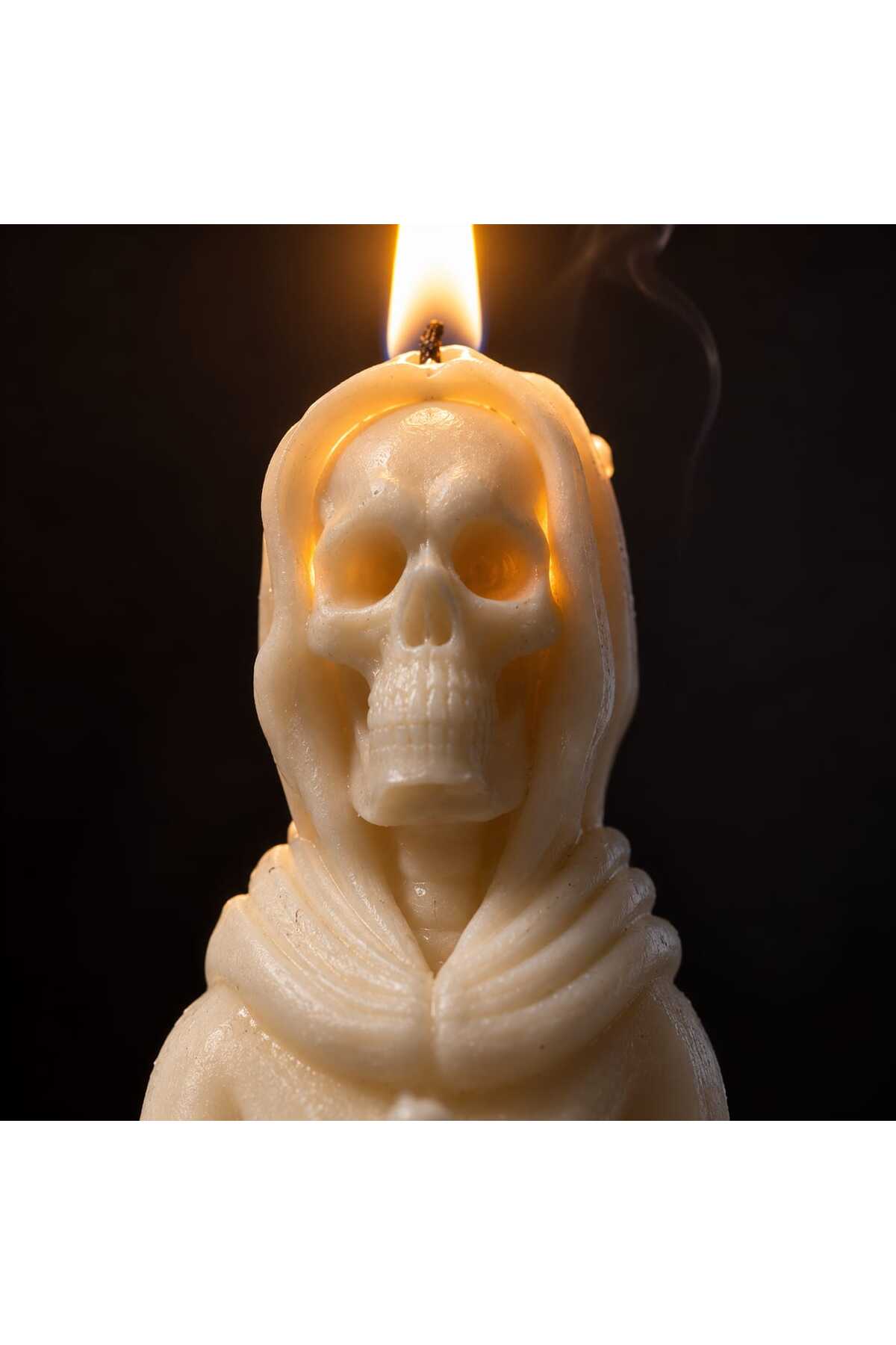 Dekoratif Mum Şamdanlık Mum Hayalet Adam Halloween 2 Parça Beyaz Halowin Kafa Desenli Helloween – görsel 8