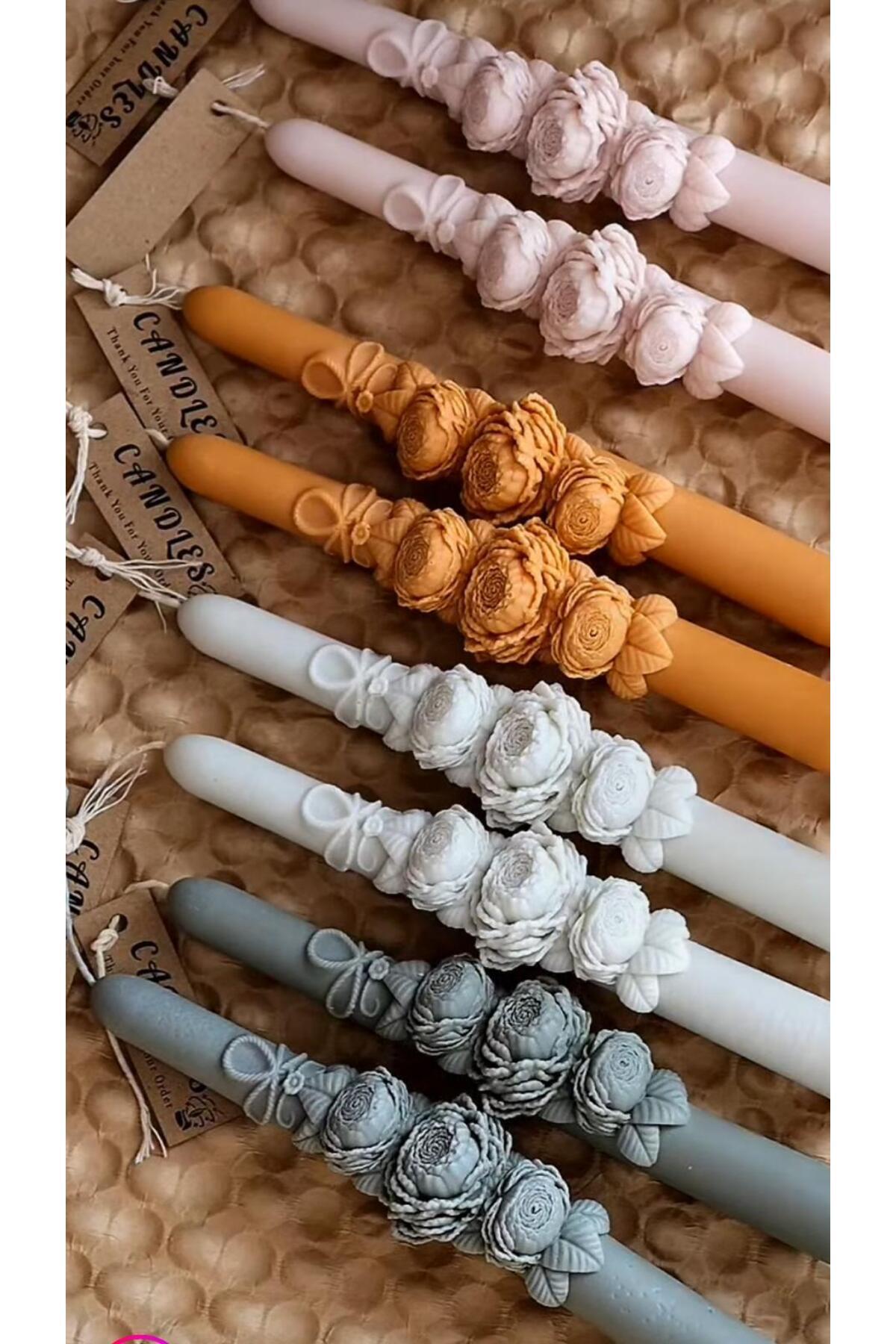 Dekoratif Mum Şamdanlık Mum Pembe 2'li 20x2,2 cm – görsel 4