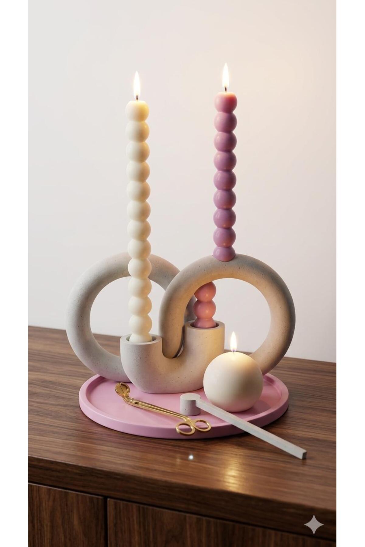 Dekoratif Mum Şamdanlık Mum Top 3 Parça 20x2,2 cm – görsel 2