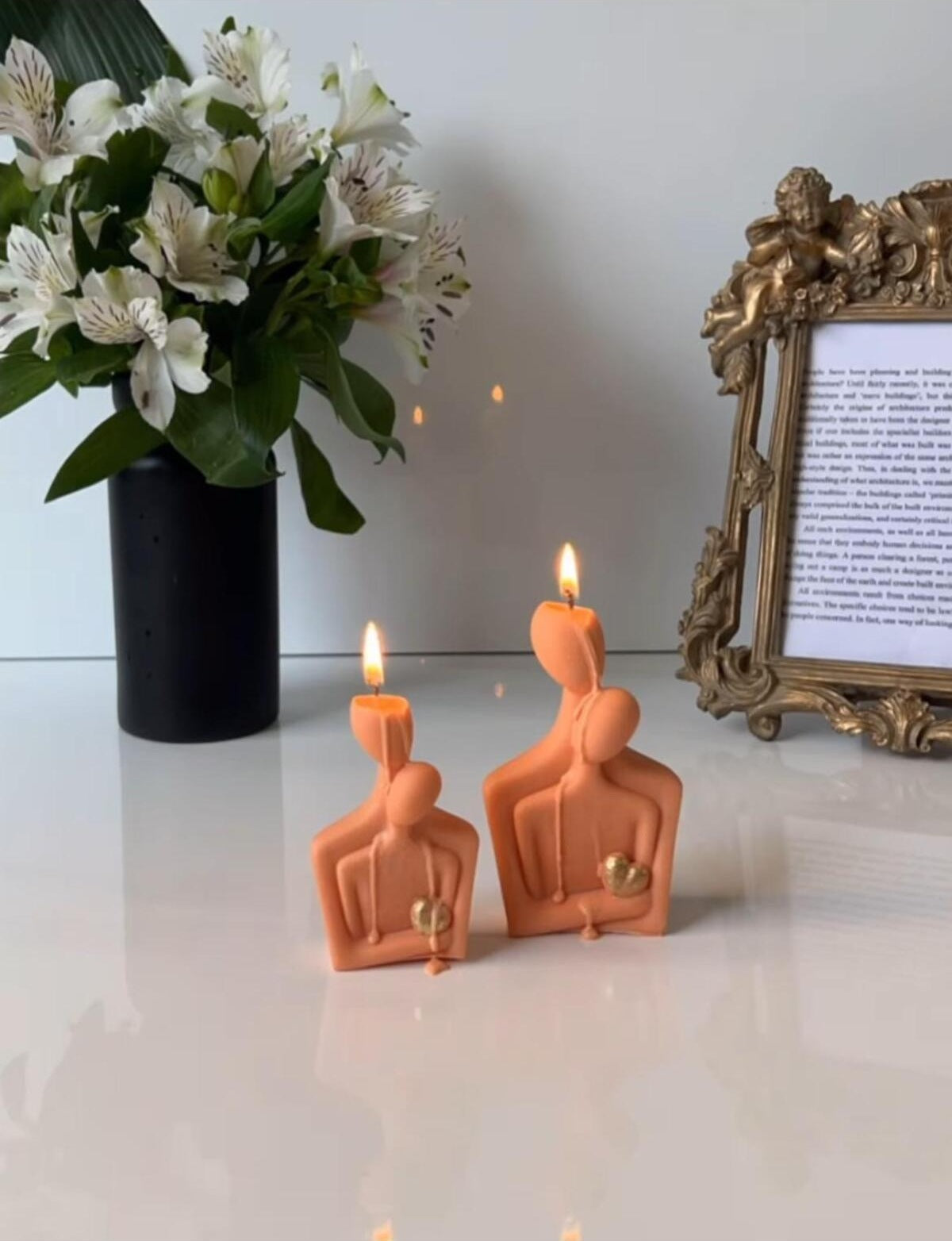 Dekoratif Mum Sevgi Aşk Mum Turuncu