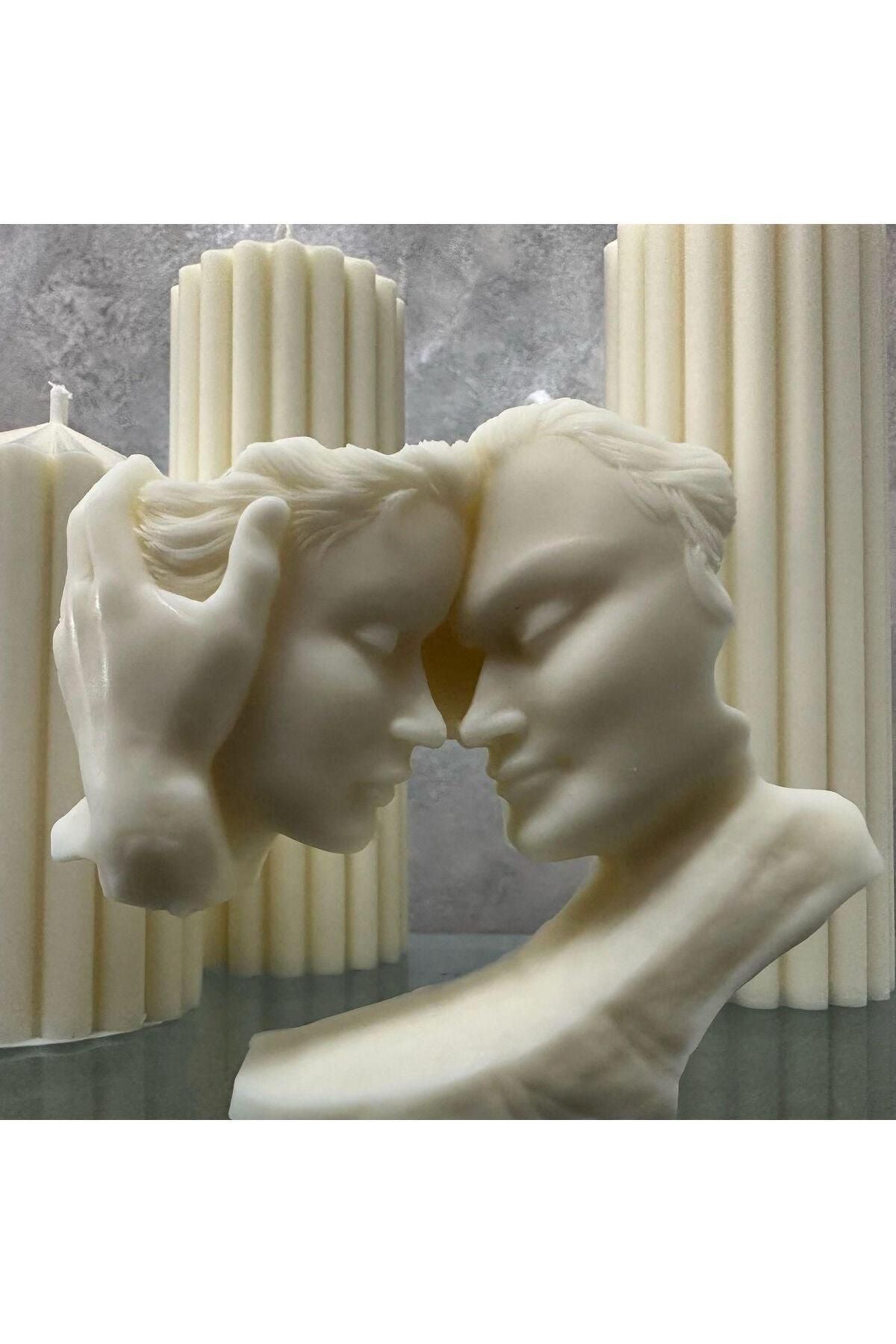 Dekoratif Mum Sevgili Aşk Romantik Temalı Sütlü Kahve Tekli 12x10 cm – görsel 3