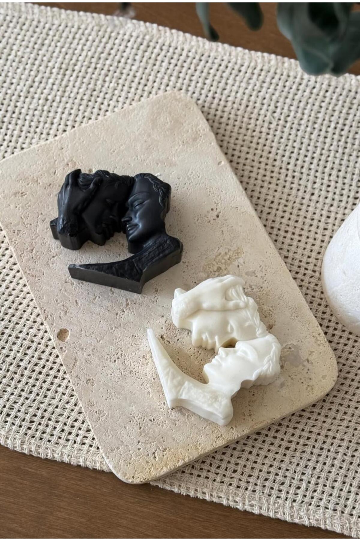 Dekoratif Mum Sevgili Romantik Temalı Siyah
