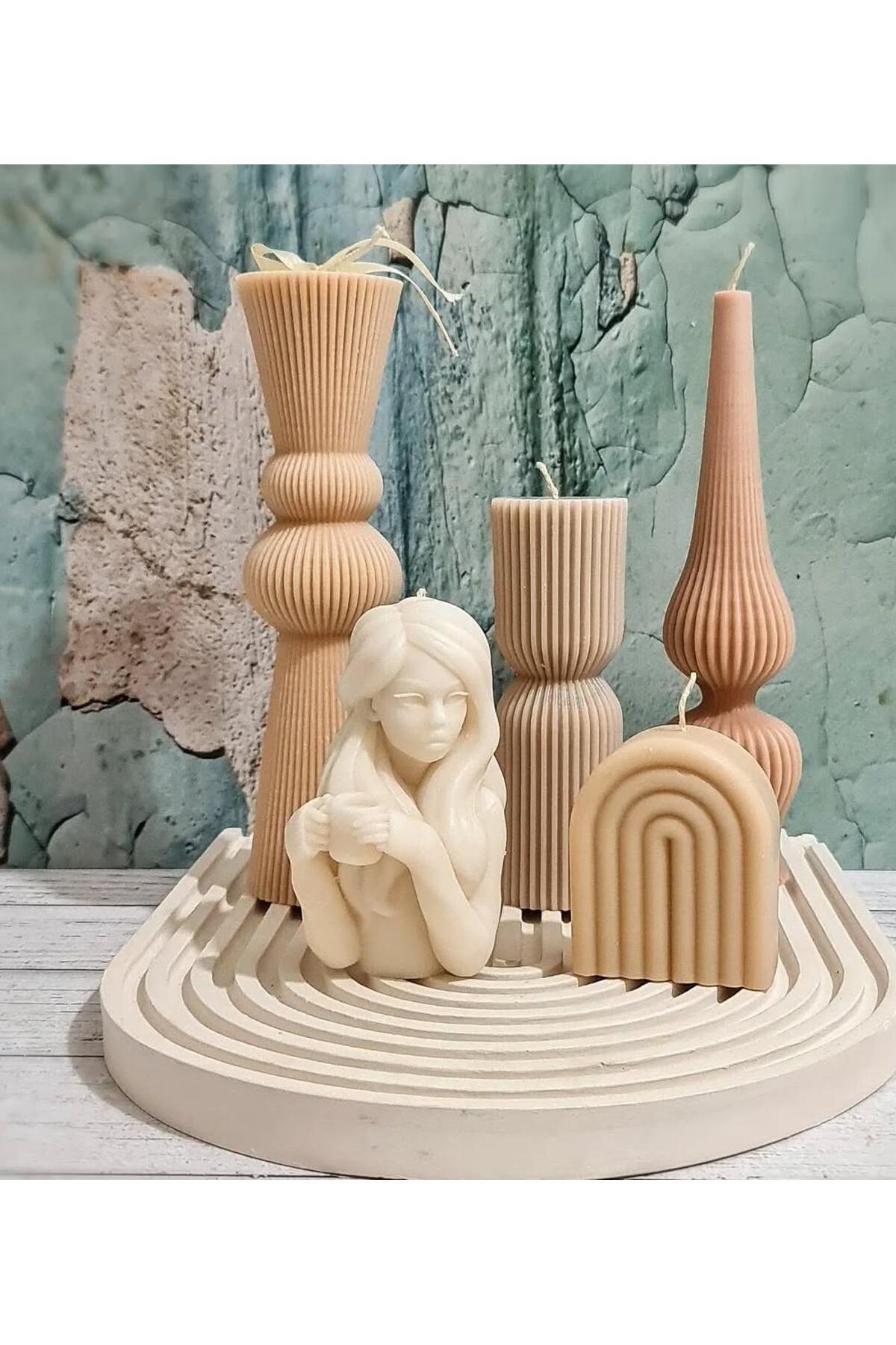 Dekoratif Mum Tekli 15x9 cm Kırık Beyaz – görsel 2