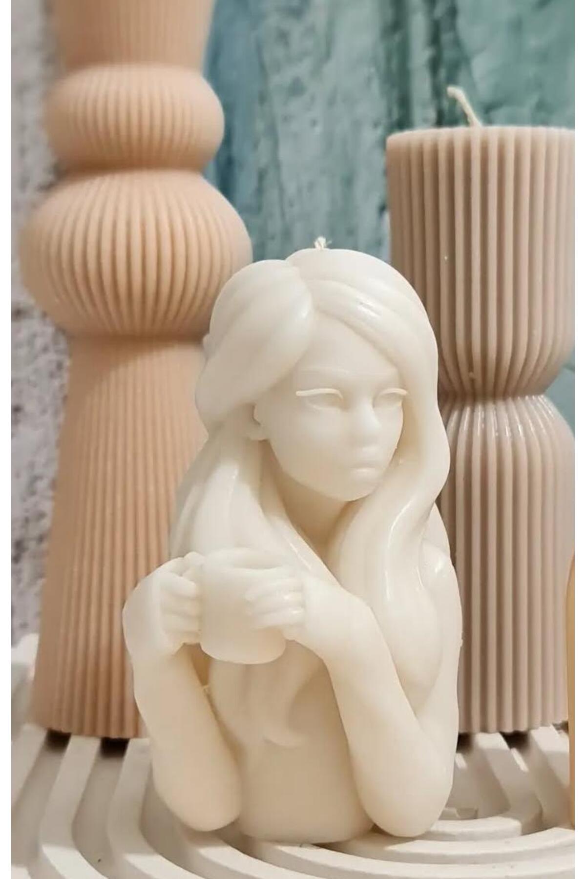 Dekoratif Mum Tekli 15x9 cm Kırık Beyaz – görsel 3