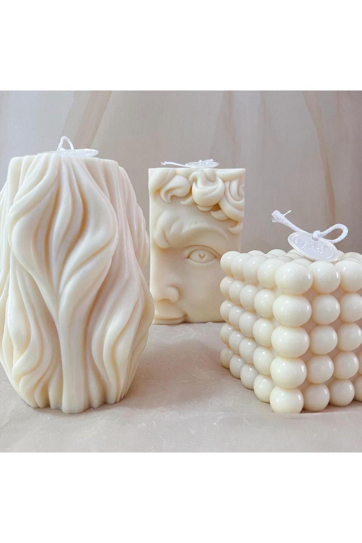 Dekoratif Mum Tekli 16x8 cm Kırık Beyaz – görsel 2