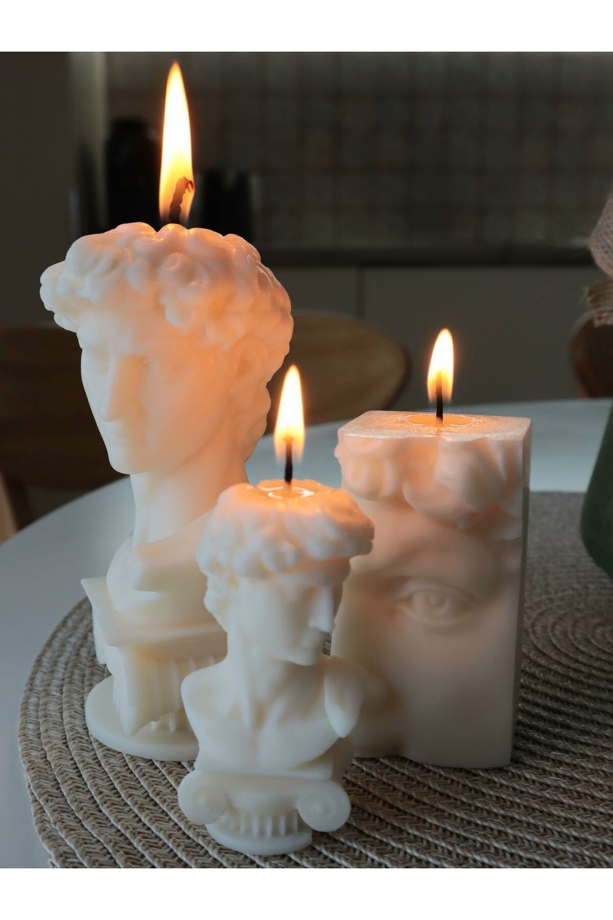 Dekoratif Mum Tekli 16x8 cm Kırık Beyaz – görsel 3