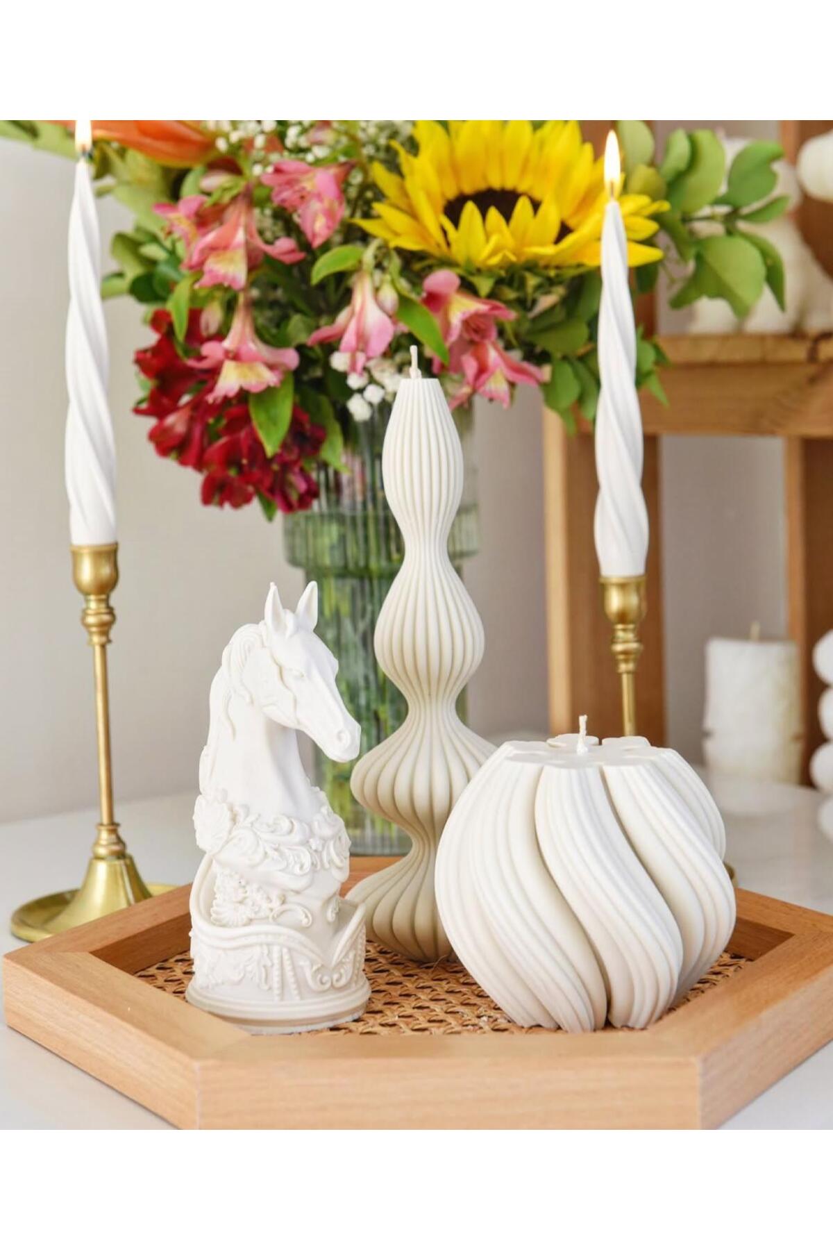 Dekoratif Mum Tekli 18x7,50 cm Kırık Beyaz – görsel 4