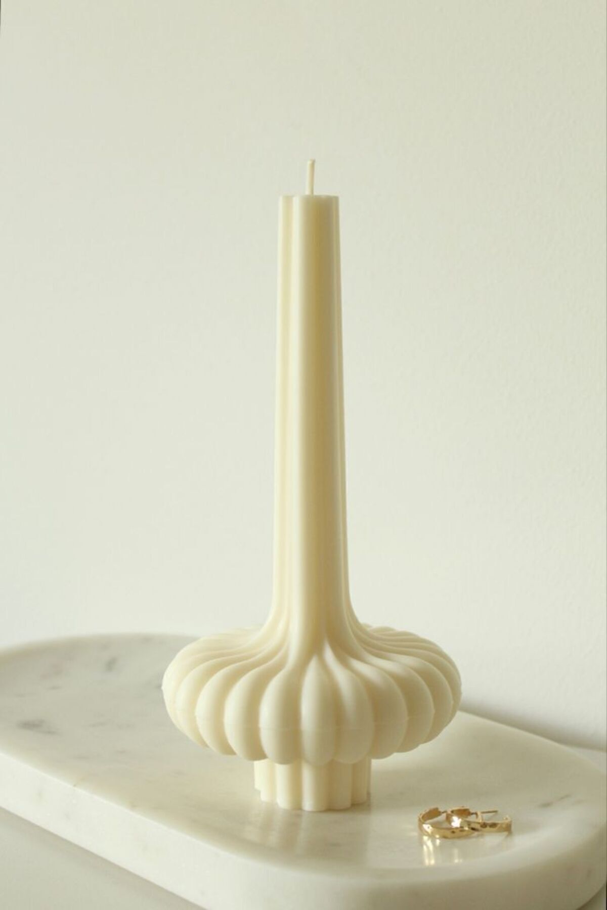 Dekoratif Mum Tekli 20x8 cm Kırık Beyaz