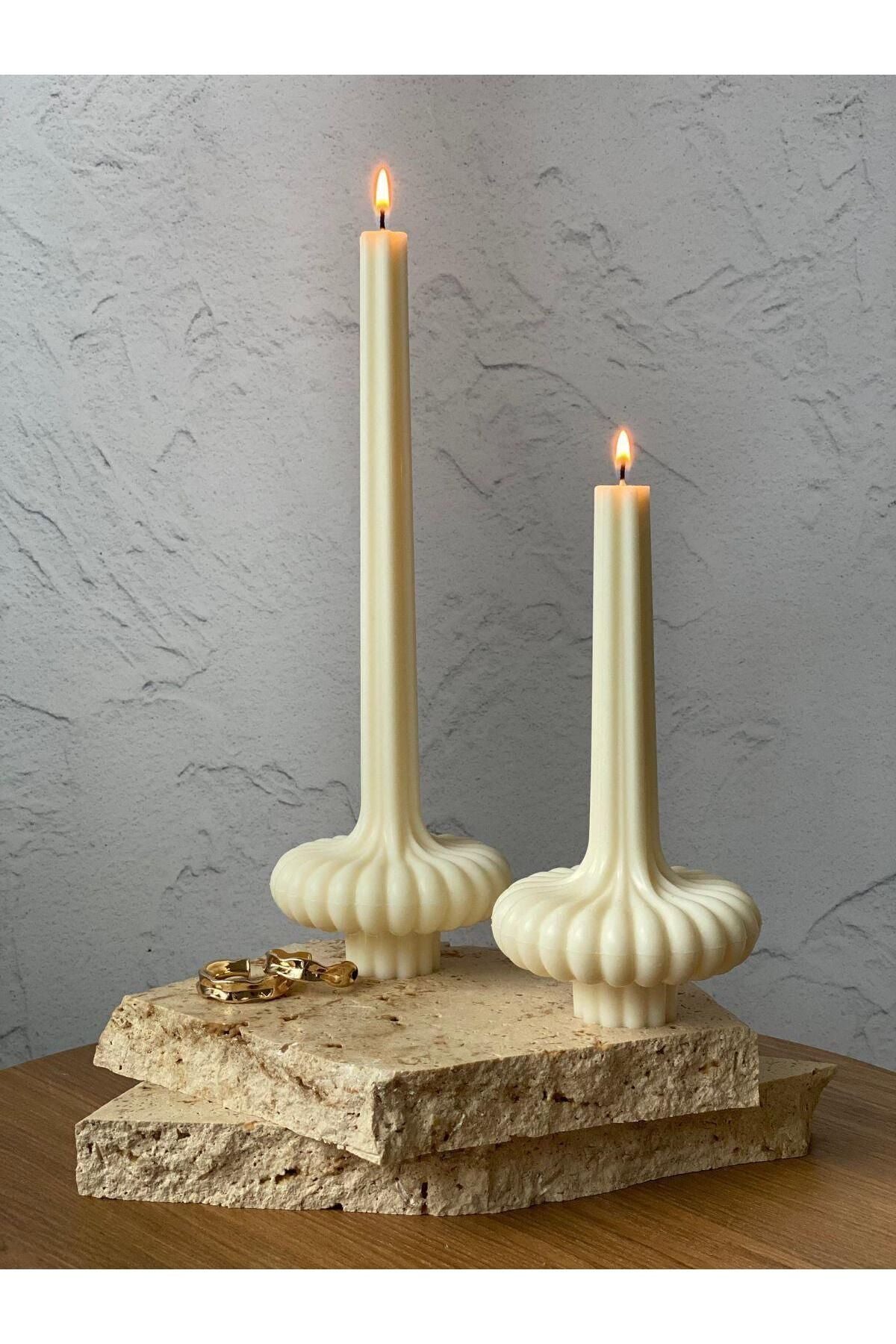Dekoratif Mum Tekli 20x8 cm Kırık Beyaz – görsel 2
