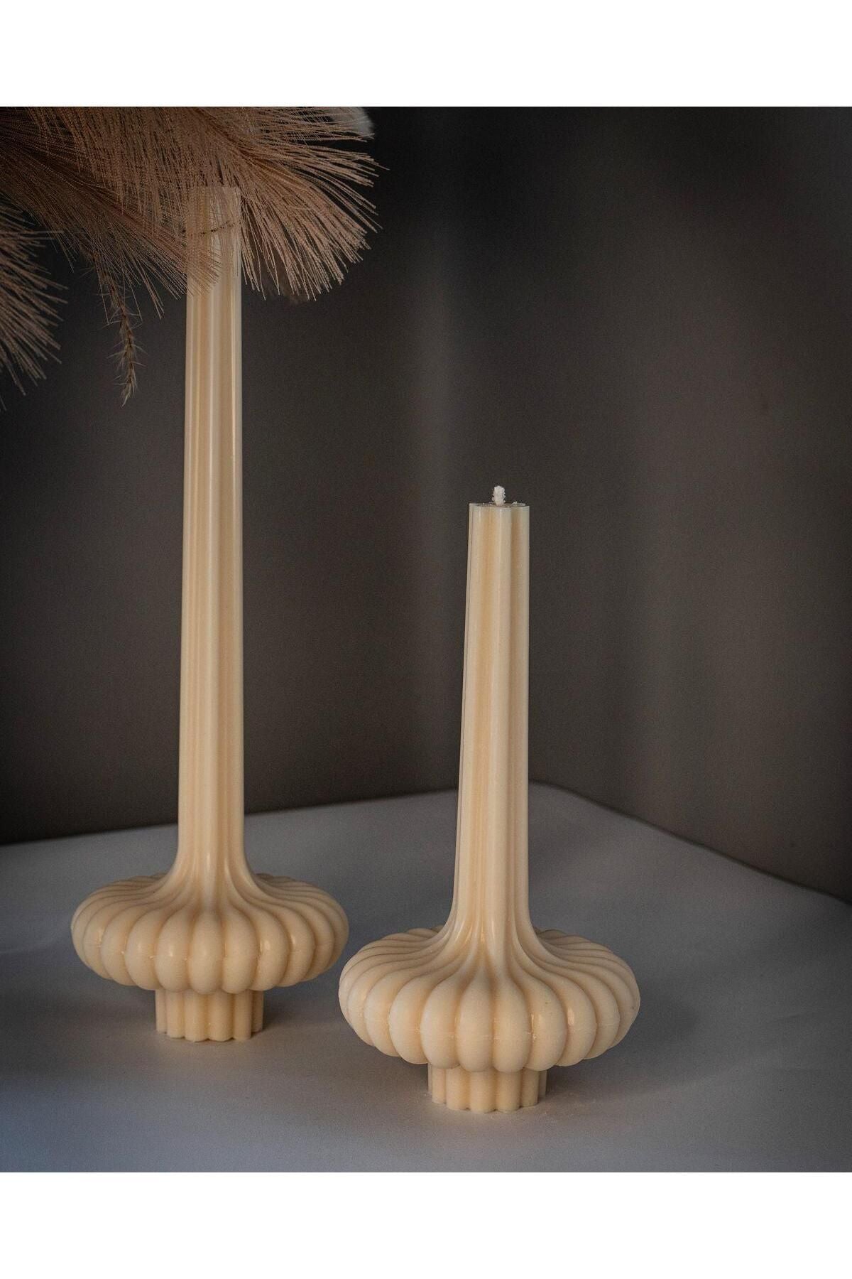 Dekoratif Mum Tekli 20x8 cm Kırık Beyaz – görsel 3
