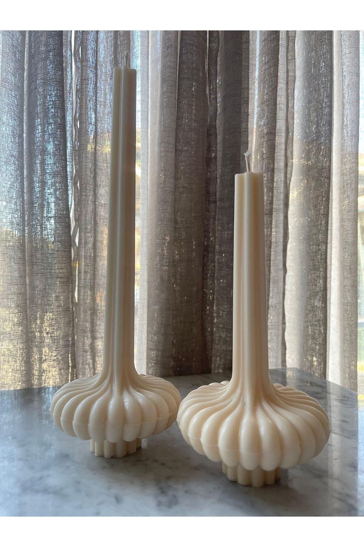 Dekoratif Mum Tekli 20x8 cm Kırık Beyaz – görsel 4
