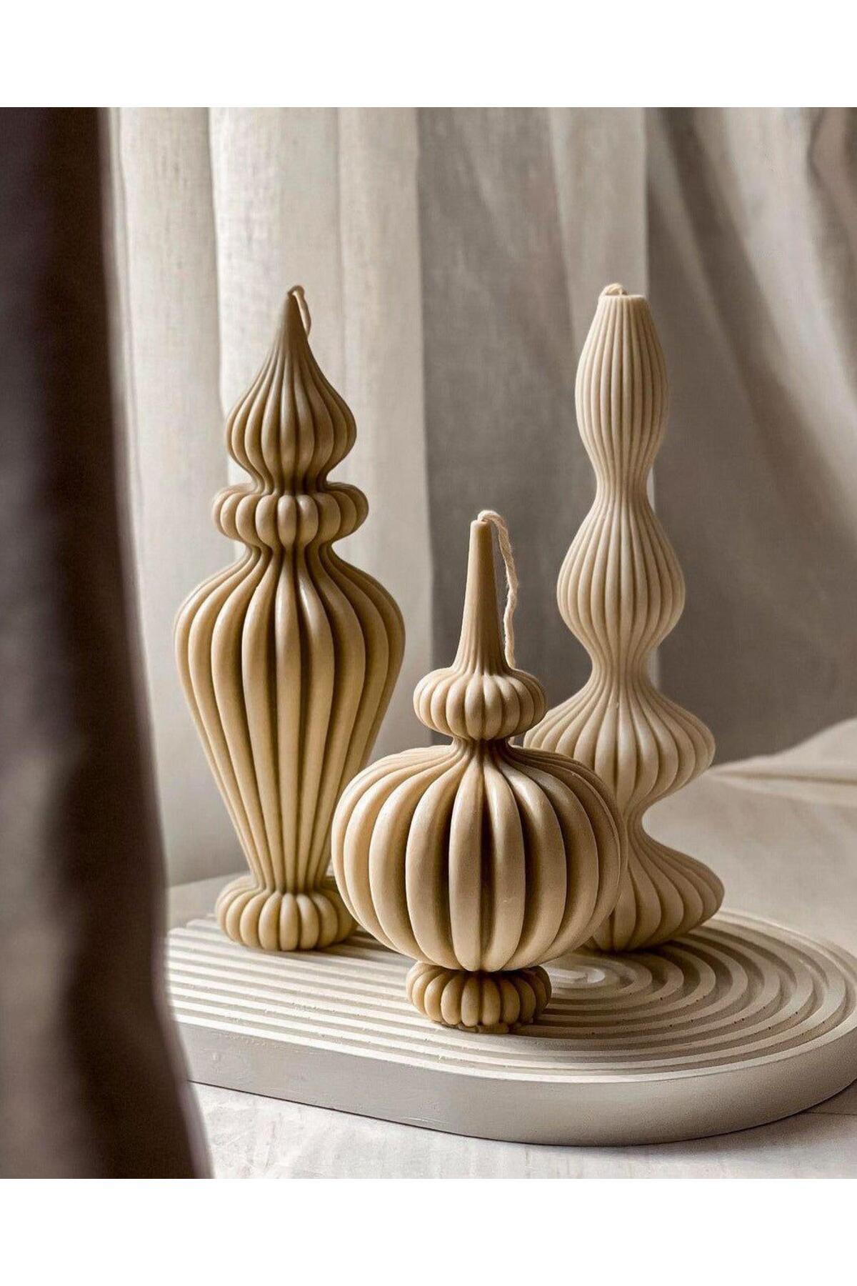 Dekoratif Mum Yuvarlak Marakeş Sütlü Kahve 18x11 cm – görsel 2