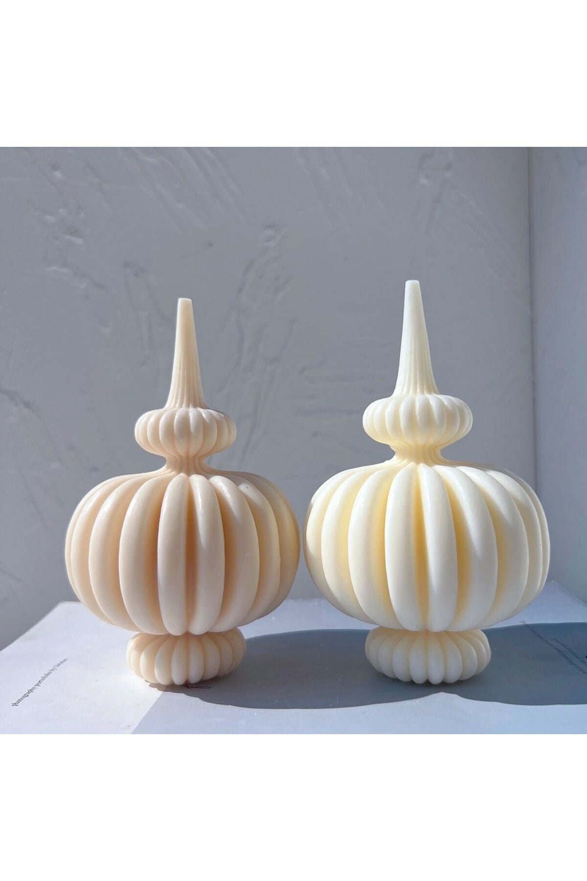 Dekoratif Mum Yuvarlak Marakeş Sütlü Kahve 18x11 cm – görsel 3