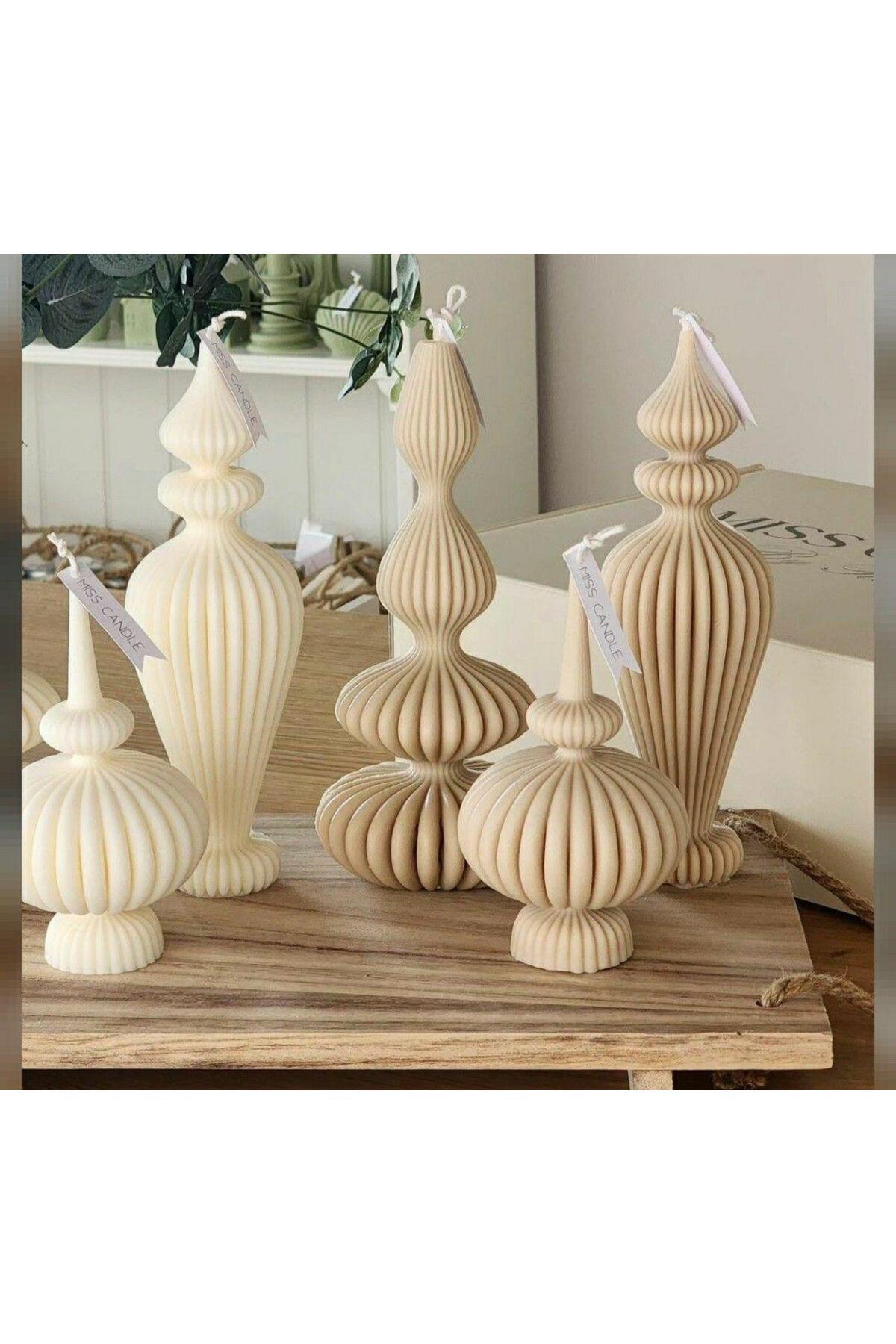 Dekoratif Mum Yuvarlak Marakeş Sütlü Kahve 18x11 cm – görsel 5